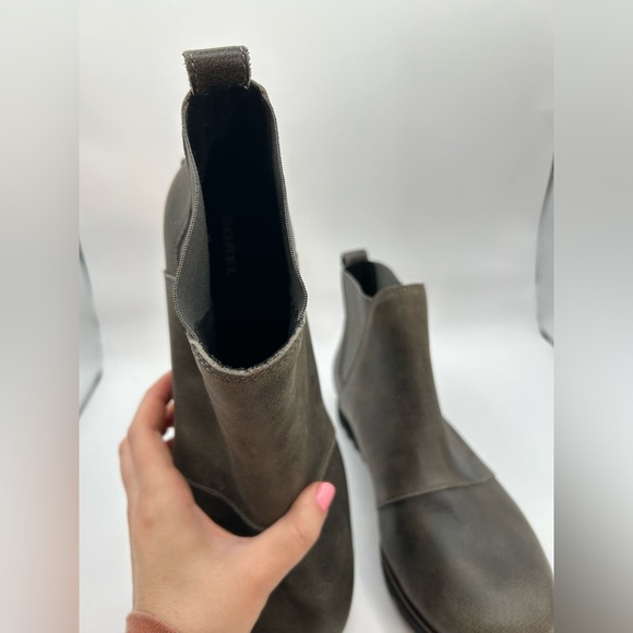 COPY - SOREL Harlow Chelsea Rain Boot Waterproof Leather Ankle Booties in gray … - Picture 10 of 12